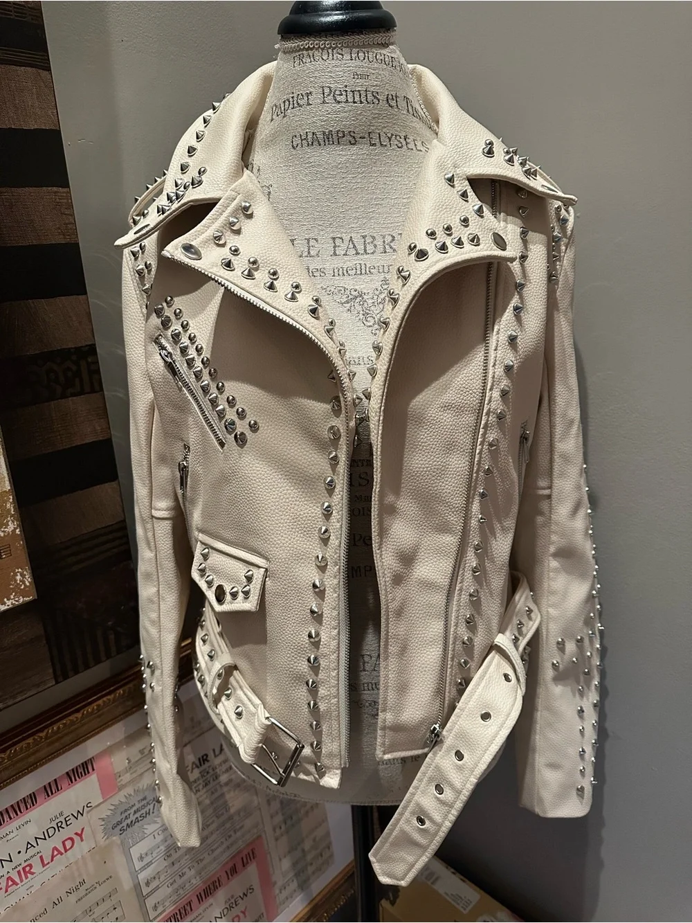 Azalea Wang Studded Cream Leather Moto Jacket — NWOT - Picture 7 of 14